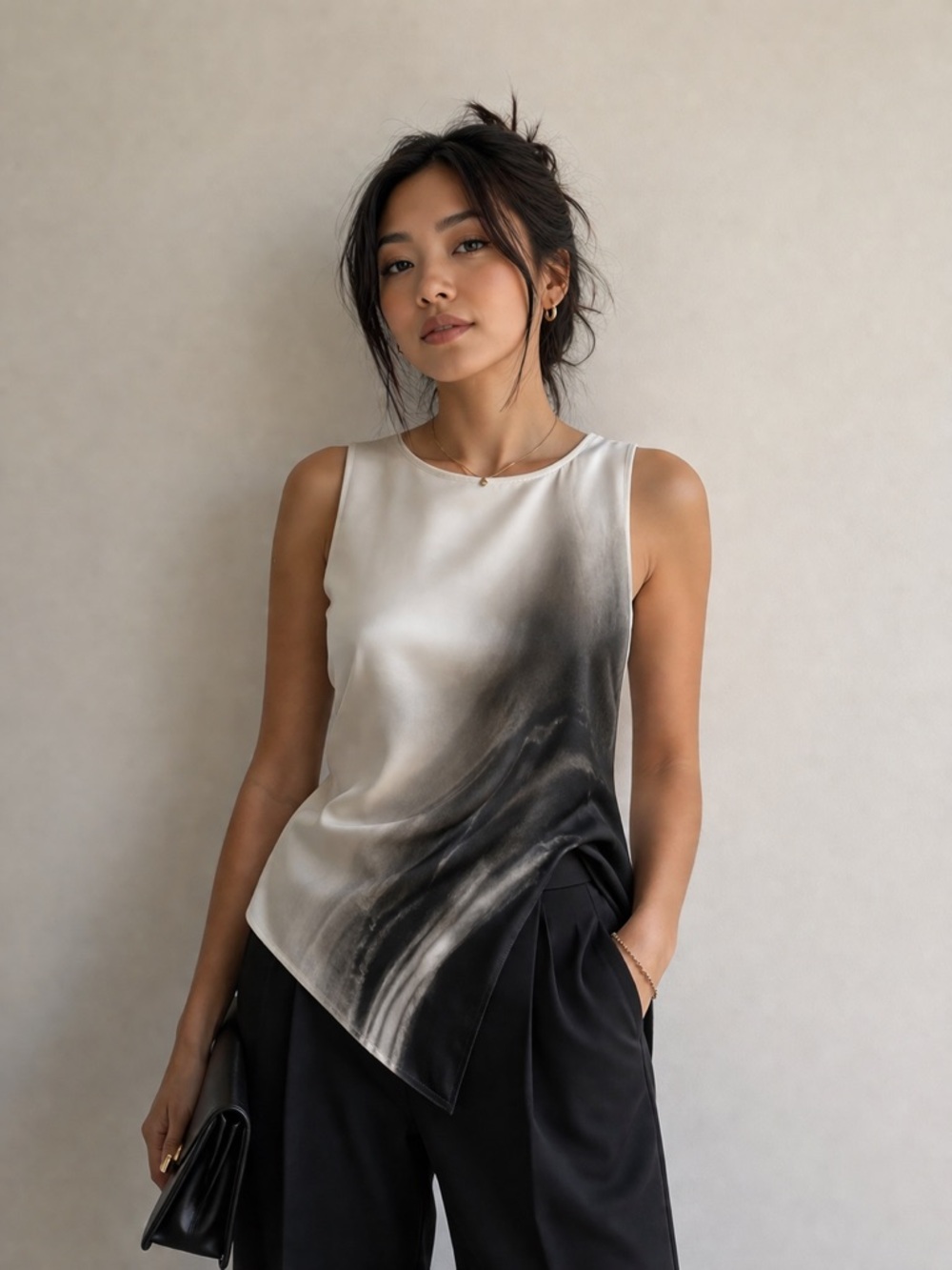 Simply Vera Vera Wang White and Black Ombre Sleeveless Tank